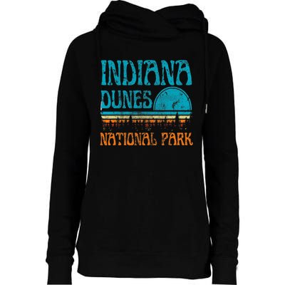 Indiana Dunes National Park Lake Michigan Retro Sunset Womens Funnel Neck Pullover Hood