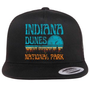 Indiana Dunes National Park Lake Michigan Retro Sunset Flat Bill Trucker Hat