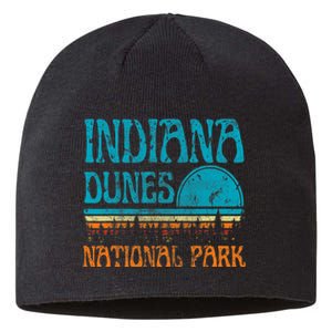 Indiana Dunes National Park Lake Michigan Retro Sunset Sustainable Beanie