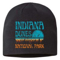 Indiana Dunes National Park Lake Michigan Retro Sunset Sustainable Beanie