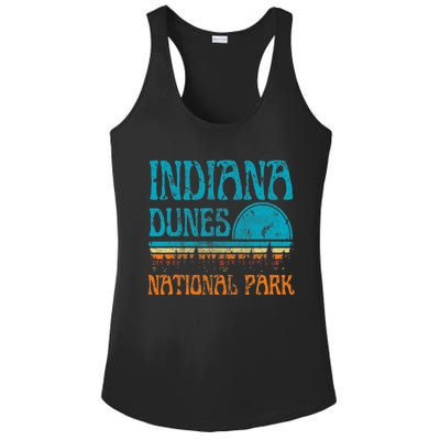 Indiana Dunes National Park Lake Michigan Retro Sunset Ladies PosiCharge Competitor Racerback Tank