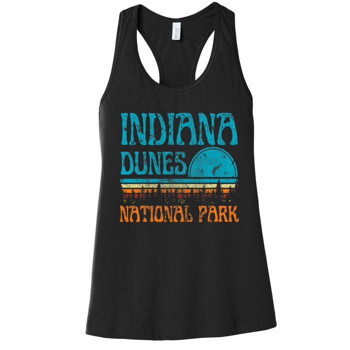 Indiana Dunes National Park Lake Michigan Retro Sunset Women's Racerback Tank