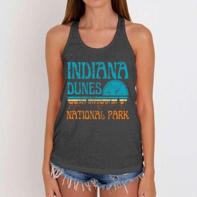 Indiana Dunes National Park Lake Michigan Retro Sunset Women's Knotted Racerback Tank