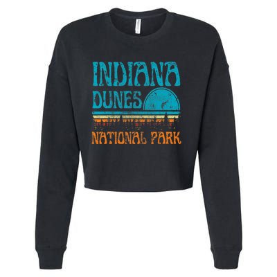 Indiana Dunes National Park Lake Michigan Retro Sunset Cropped Pullover Crew