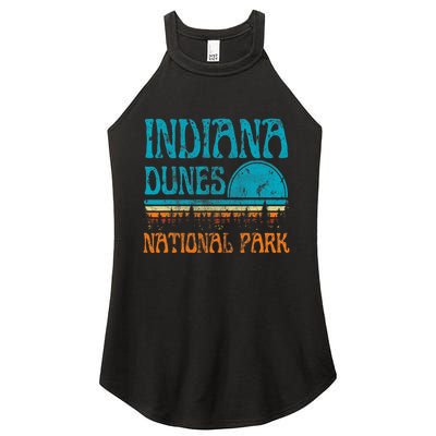 Indiana Dunes National Park Lake Michigan Retro Sunset Women’s Perfect Tri Rocker Tank