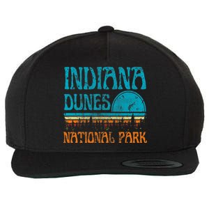 Indiana Dunes National Park Lake Michigan Retro Sunset Wool Snapback Cap