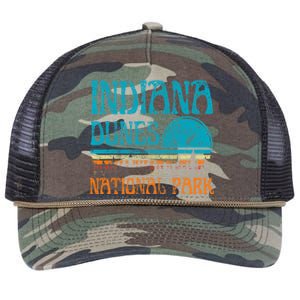 Indiana Dunes National Park Lake Michigan Retro Sunset Retro Rope Trucker Hat Cap