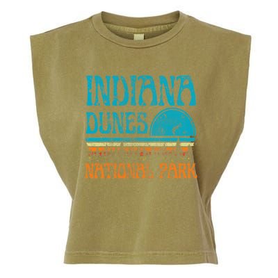 Indiana Dunes National Park Lake Michigan Retro Sunset Garment-Dyed Women's Muscle Tee