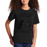 I Do Not Think Therefore I Do Not Am Cat Meme Deep Thoughts Kids T-Shirt