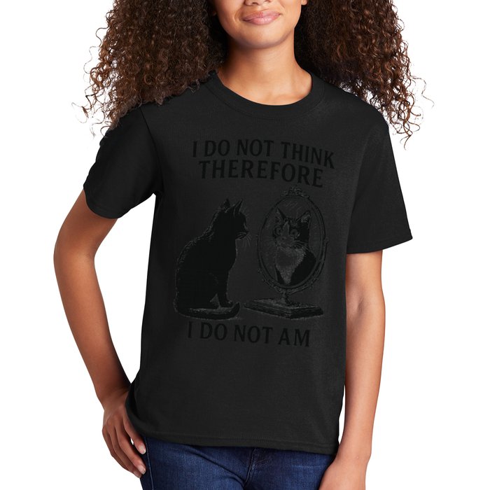 I Do Not Think Therefore I Do Not Am Cat Meme Deep Thoughts Kids T-Shirt