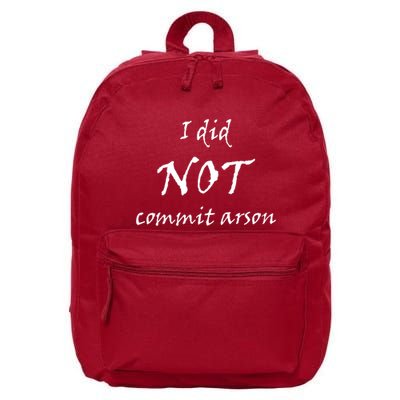 I Did Not Commit Arson Funny Quote 16 in Basic Backpack