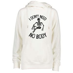 I Dont Need Nobody Lazy Halloween Costume Funny Skeleton Womens Funnel Neck Pullover Hood