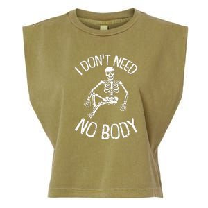 I Dont Need Nobody Lazy Halloween Costume Funny Skeleton Garment-Dyed Women's Muscle Tee