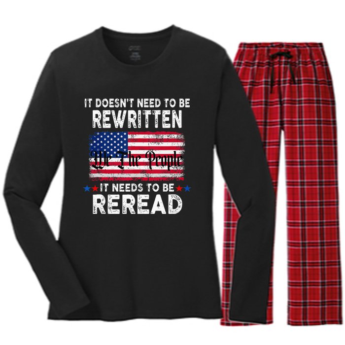 It Doesnt Need To Be Rewritten It Needs To Be Reread Women's Long Sleeve Flannel Pajama Set 