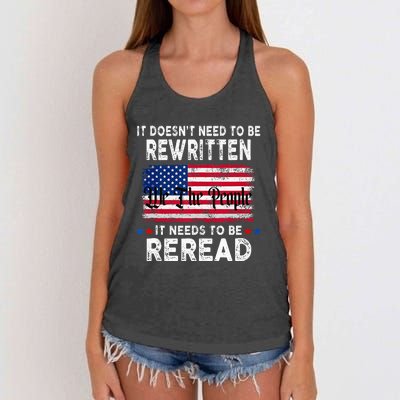 It Doesnt Need To Be Rewritten It Needs To Be Reread Women's Knotted Racerback Tank