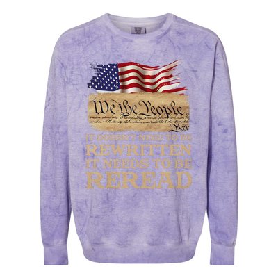 It DoesnT Need To Be Rewritten It Needs To Be Reread Colorblast Crewneck Sweatshirt