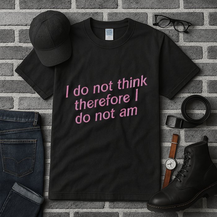 I Do Not Think Therefore I Do Not Am Tall T-Shirt