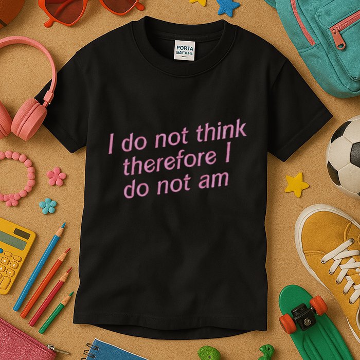I Do Not Think Therefore I Do Not Am Kids T-Shirt