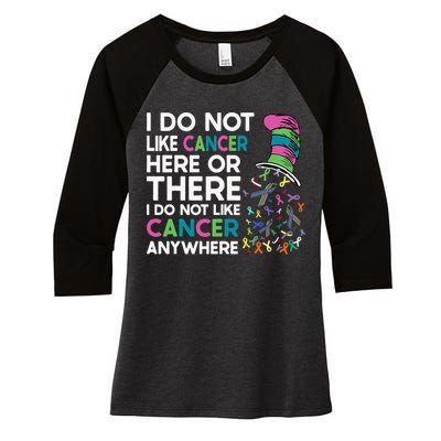 I Do Not Like Cancer Here Or There I Do Not Like Cancer Women's Tri-Blend 3/4-Sleeve Raglan Shirt