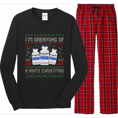 IM Dreaming Of A White Christmas Propofol Ugly Xmas Nurse Long Sleeve Pajama Set