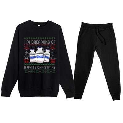 IM Dreaming Of A White Christmas Propofol Ugly Xmas Nurse Premium Crewneck Sweatsuit Set