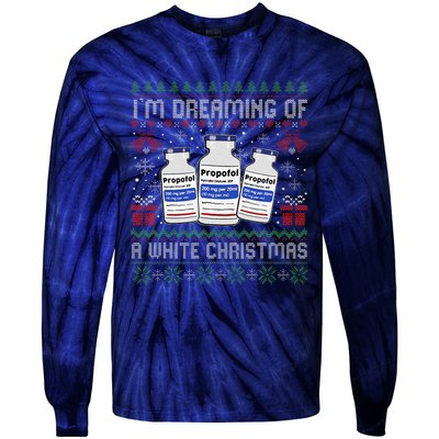 IM Dreaming Of A White Christmas Propofol Ugly Xmas Nurse Tie-Dye Long Sleeve Shirt