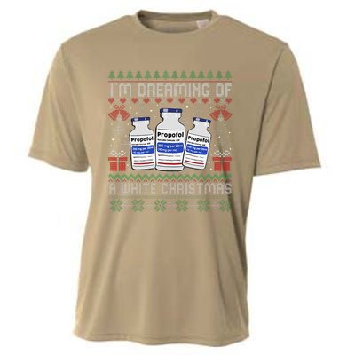 IM Dreaming Of A White Christmas Propofol Ugly Xmas Nurse Cooling Performance Crew T-Shirt