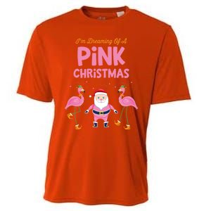 IM Dreaming Of A Pink Christmas Flamingo Santa Tropical Gift Cooling Performance Crew T-Shirt