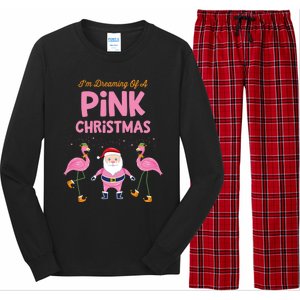 IM Dreaming Of A Pink Christmas Flamingo Santa Tropical Gift Long Sleeve Pajama Set