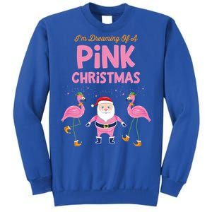 IM Dreaming Of A Pink Christmas Flamingo Santa Tropical Gift Sweatshirt