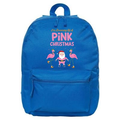 IM Dreaming Of A Pink Christmas Flamingo Santa Tropical Gift 16 in Basic Backpack