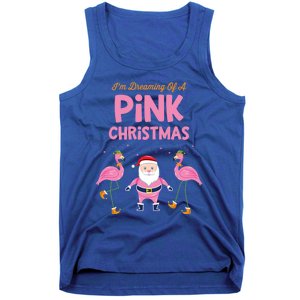 IM Dreaming Of A Pink Christmas Flamingo Santa Tropical Gift Tank Top