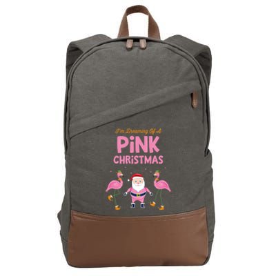 IM Dreaming Of A Pink Christmas Flamingo Santa Tropical Gift Cotton Canvas Backpack