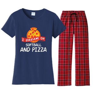 I Dream Of Softball And Pizza For Softball Players Women's Flannel Pajama Set