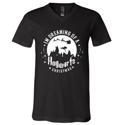 I’m Dreaming Of A Hogwarts Christmas Wizard Christmas Funny V-Neck T-Shirt