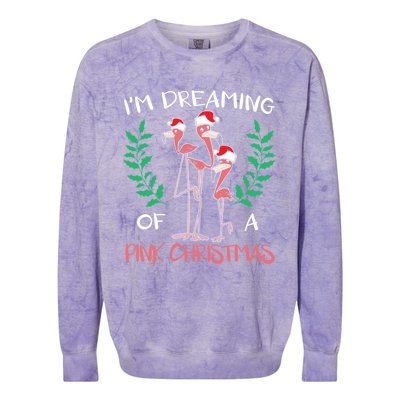 IM Dreaming Of A Pink Christmas Day Flamingo Xmas Holidays Gift Colorblast Crewneck Sweatshirt