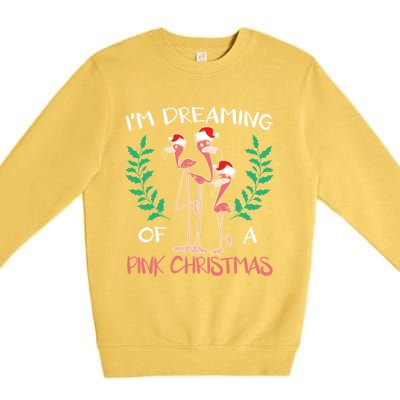 IM Dreaming Of A Pink Christmas Day Flamingo Xmas Holidays Gift Premium Crewneck Sweatshirt