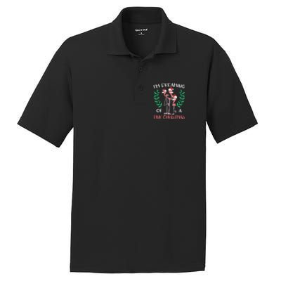 IM Dreaming Of A Pink Christmas Day Flamingo Xmas Holidays Gift PosiCharge RacerMesh Polo