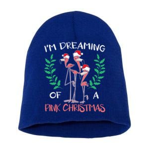 IM Dreaming Of A Pink Christmas Day Flamingo Xmas Holidays Gift Short Acrylic Beanie