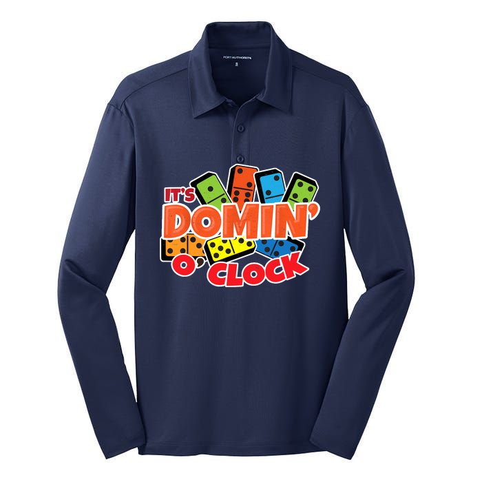 Its Domin O Clock | Domino Game Player | Dominoes Silk Touch Performance Long Sleeve Polo