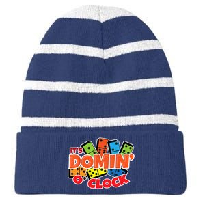 Its Domin O Clock | Domino Game Player | Dominoes Striped Beanie with Solid Band