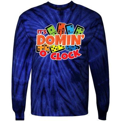 Its Domin O Clock | Domino Game Player | Dominoes Tie-Dye Long Sleeve Shirt