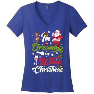 IM Dreaming Of A Wine Christmas Santa Ing Team Outfit Great Gift Women's V-Neck T-Shirt