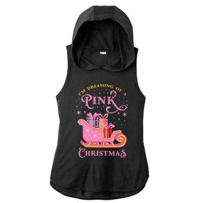 IM Dreaming Of A Pink Christmas Flamingo Santa Tropical Gift Ladies PosiCharge Tri-Blend Wicking Draft Hoodie Tank