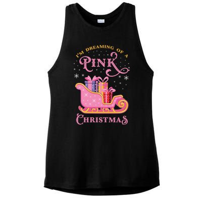 IM Dreaming Of A Pink Christmas Flamingo Santa Tropical Gift Ladies PosiCharge Tri-Blend Wicking Tank