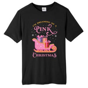 IM Dreaming Of A Pink Christmas Flamingo Santa Tropical Gift Tall Fusion ChromaSoft Performance T-Shirt