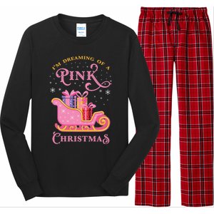 IM Dreaming Of A Pink Christmas Flamingo Santa Tropical Gift Long Sleeve Pajama Set