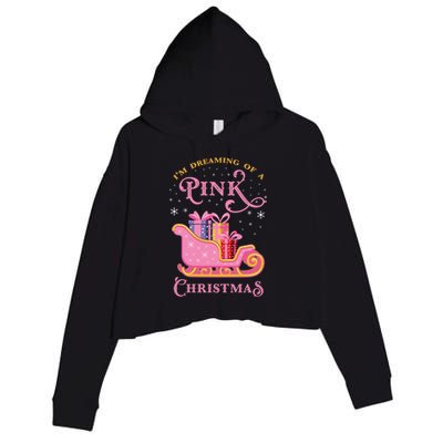 IM Dreaming Of A Pink Christmas Flamingo Santa Tropical Gift Crop Fleece Hoodie