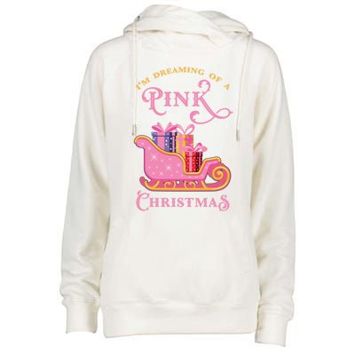 IM Dreaming Of A Pink Christmas Flamingo Santa Tropical Gift Womens Funnel Neck Pullover Hood