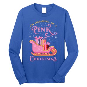 IM Dreaming Of A Pink Christmas Flamingo Santa Tropical Gift Long Sleeve Shirt